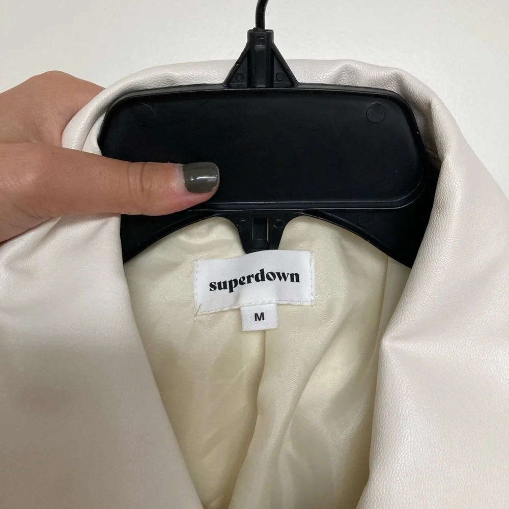 Superdown White Leather Jacket - Picture 3 of 3